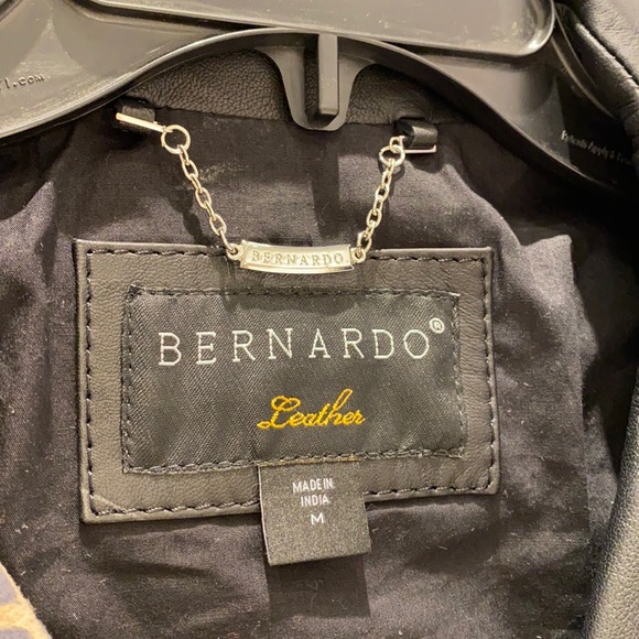 NEW Bernardo Suede Leopard Detail Leather Moto Zip Mixed Media Jacket Womens M - Picture 6 of 8